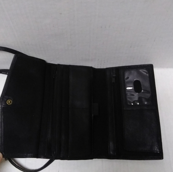 Vintage fossil black leather crossbody 90's bag - Picture 3 of 7